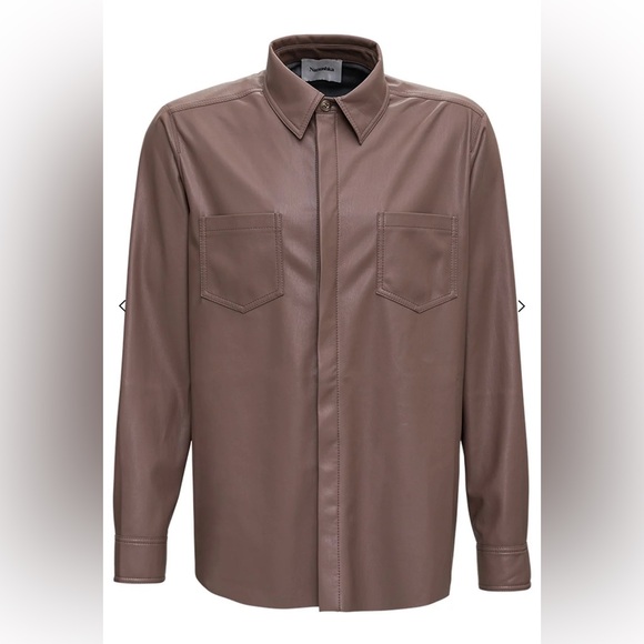 Nanushka Other - NANUSHKA Declan Faux Leather Shirt in Mauve Grey Size Small  (NWT) Retail $495